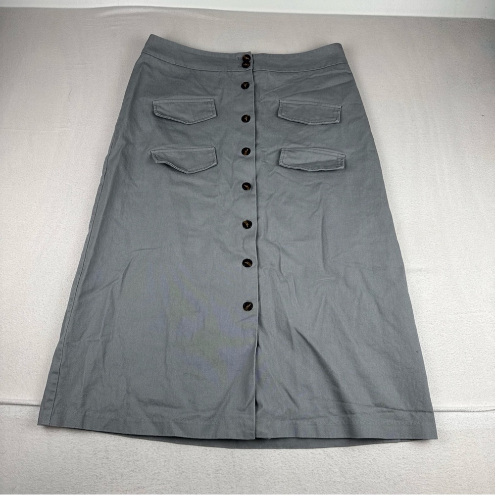 Mare Mare x Anthropologie Womens Gray Button Up Long Skirt XL Business Casual